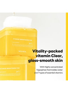 MEDIHEAL Vitamide Brightening Pad, Contains Nicotinamide, Square Cotton Facial Toner Pads, Radiance Boosting Pads for Clear, Anti-Defect Facial Pads - 100 Pads  - Image 2
