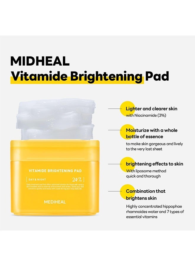 MEDIHEAL Vitamide Brightening Pad, Contains Nicotinamide, Square Cotton Facial Toner Pads, Radiance Boosting Pads for Clear, Anti-Defect Facial Pads - 100 Pads - Image 4