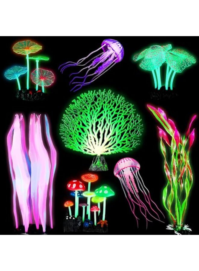 7 قطع من نباتات زينة حوض السمك المتوهجة (وردي) - Image 1