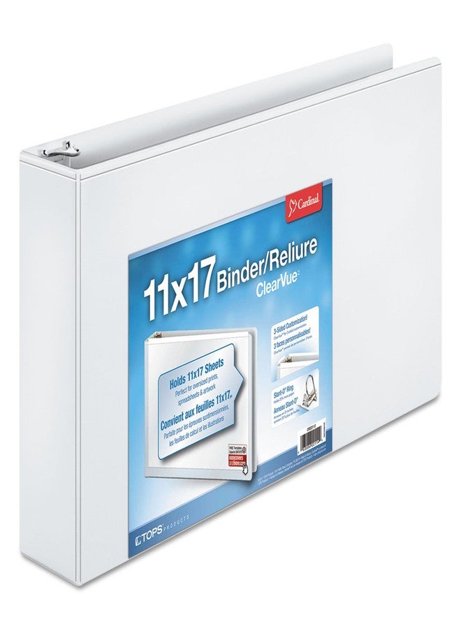 Cardinal 22142 Clearvue D-Ring Binders, 11-Inch x17-Inch, 3-Inch Capacity, White - Image 1