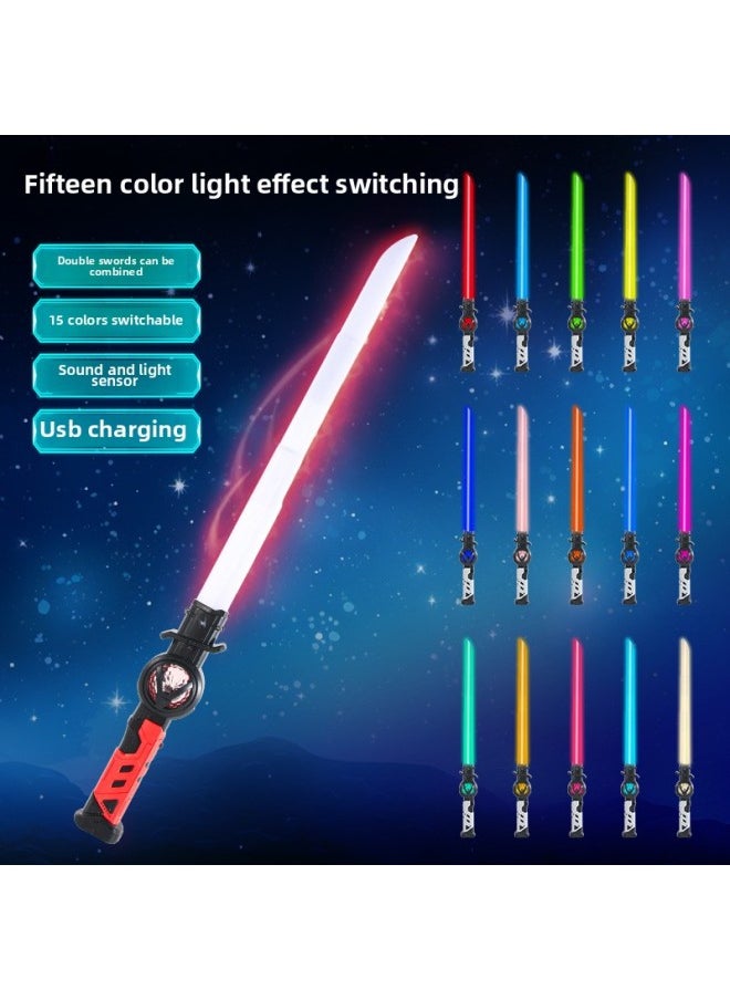 Interstellar Cool 15-color Telescopic Laser Sword 2 In 1 Luminous Sword Children Boy Flash Glow Stick Toy-Colour:Flame Red-retractable 15-color Laser Sword [aq003b E-commerce Box]