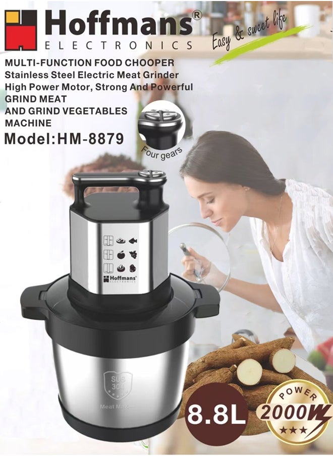 4-Speeds 8.8L Electric Meat Grinder,2000W Electric Chopper,Stainless Steel Multifunctional Vegetable Slicer Processor Chopper for Family & Baby Use,HM-8879,Silver/Black - pzsku/Z9D1E66324D39F0CCC762Z/45/_/1733107490/8dfa3e70-cf6d-4fdb-9892-34d1928d18e5