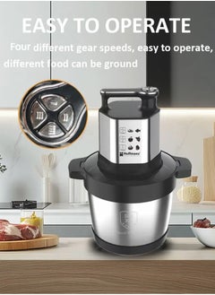 Hoffmans 4-Speeds 8.8L Electric Meat Grinder,2000W Electric Chopper,Stainless Steel Multifunctional Vegetable Slicer Processor Chopper for Family & Baby Use,HM-8879,Silver/Black  - Image 3