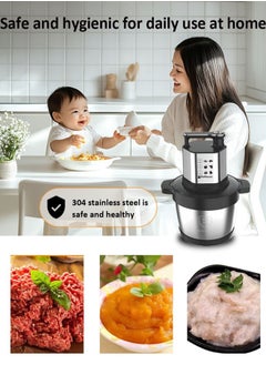 Hoffmans 4-Speeds 8.8L Electric Meat Grinder,2000W Electric Chopper,Stainless Steel Multifunctional Vegetable Slicer Processor Chopper for Family & Baby Use,HM-8879,Silver/Black  - Image 4