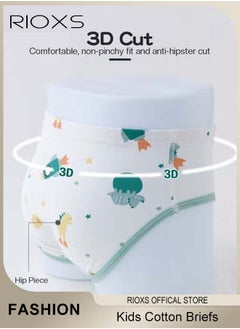 RIOXS 4 Pack Cotton Briefs For Kids,Little Boy Shorts,Printed Cute Patter Briefs,Boxer Briefs For Boys With Comfort Soft Waistband,Breathable Shorts Briefs For Kids 3-8 Years  - Image 2