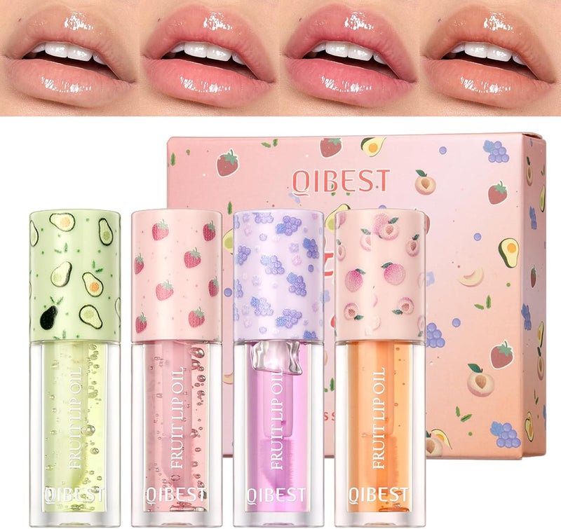 Hydrating Lip Gloss 4 Pack Moisturizing Lip Balm FruitFlavored Lip Glow Oil Set Lip Care KitBeauty Gifts Sets for Women 2 M