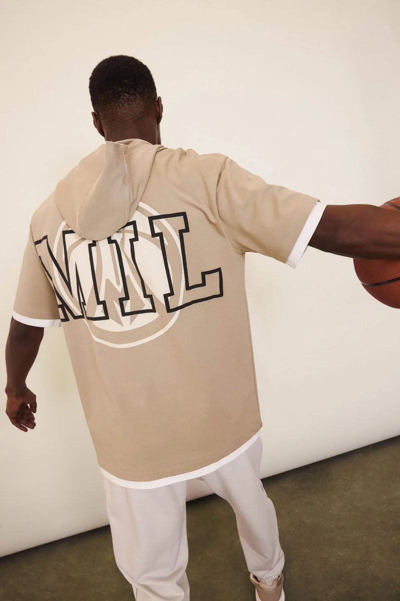 ديفاكتو DeFactoFit NBA Milwaukee Bucks Oversize Hooded Sports T-Shirt