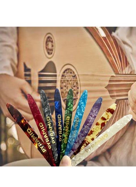 Oud Pick 10PC Mixed Colours Professional Standard Oud Picks Celluloid Plectrum Oud Risha Reeshe Oudh Compatible with Arabic Oud Pick Middle East Oud String Musical Instrument Accessories