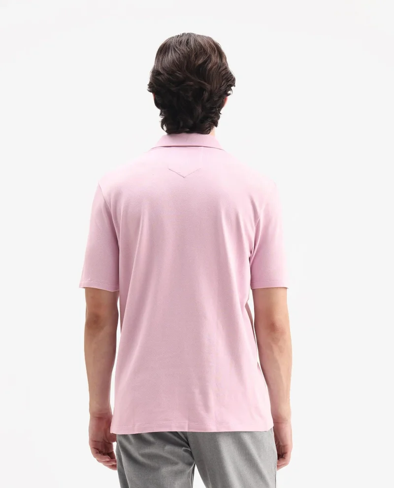 Rare Rabbit Men's Regular Fit Zipper Closure Solid Polo