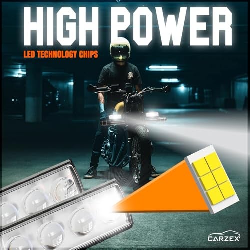 Carzex 4 Led Ultra Mini Drive Flasher Fog Light Projector Light with White/Yellow + Red & Blue Stable + Flasher Led DRL Light for Cars, Bikes, Scooty with Turn On/Off Switch, 2 Pc - Image 5