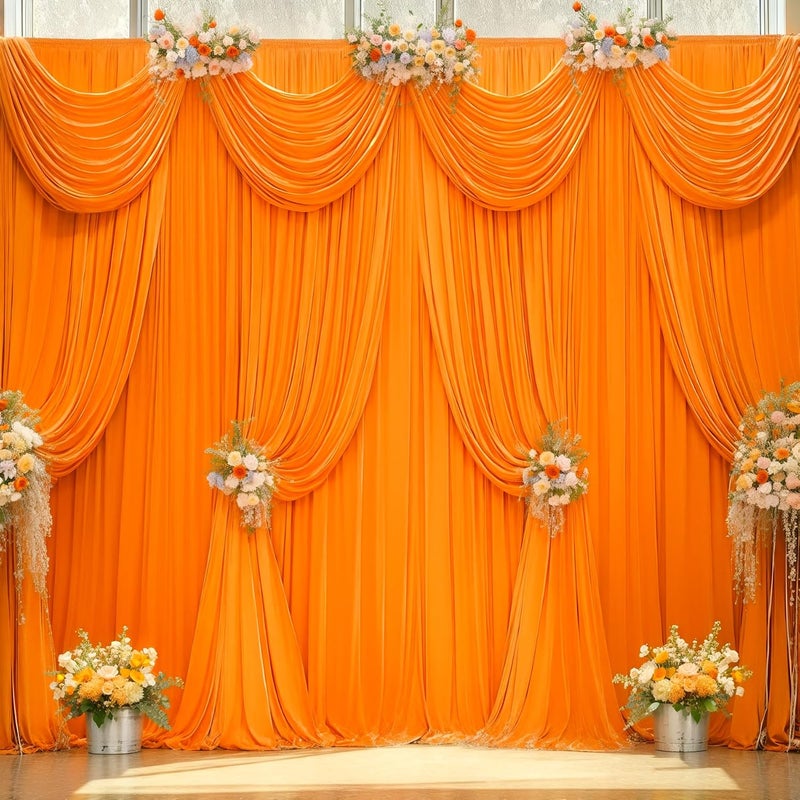 PARTISKY 24x10FT Orange Backdrop Curtains for Wedding Parties, Wrinkle Free Polyester Photography Backdrop Drapes for Wedding Baby Shower Birthday Parties Stage Background Stand Decorations 4x10ft,6 Panels - Image 5