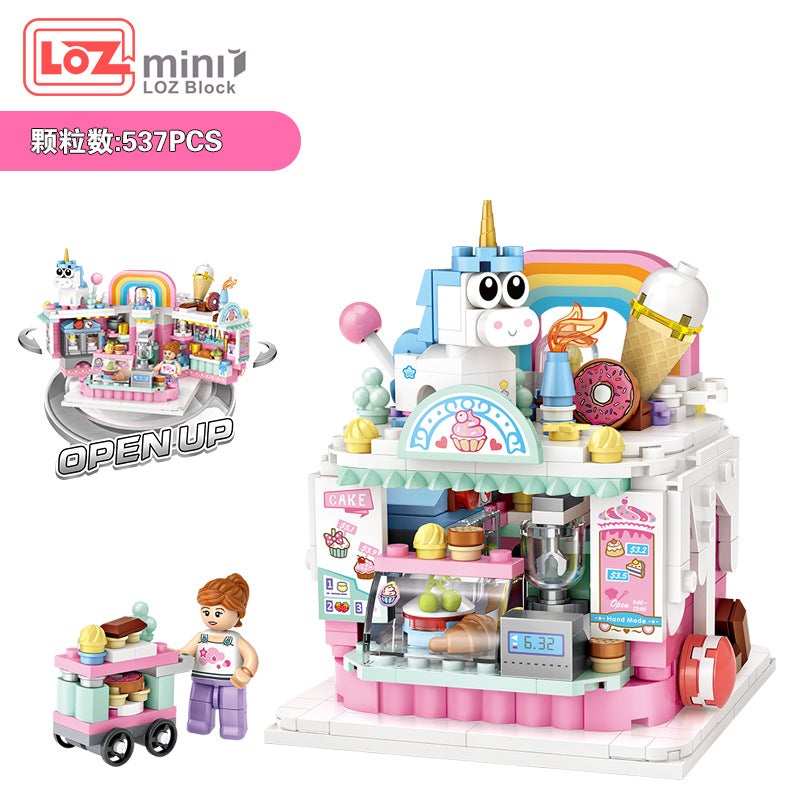 Loz New Small Particle Building Blocks Gourmet Car Series Ice Cream Fries Shop 1731 Assembled Building Blocks Children'S Toys - Image 3