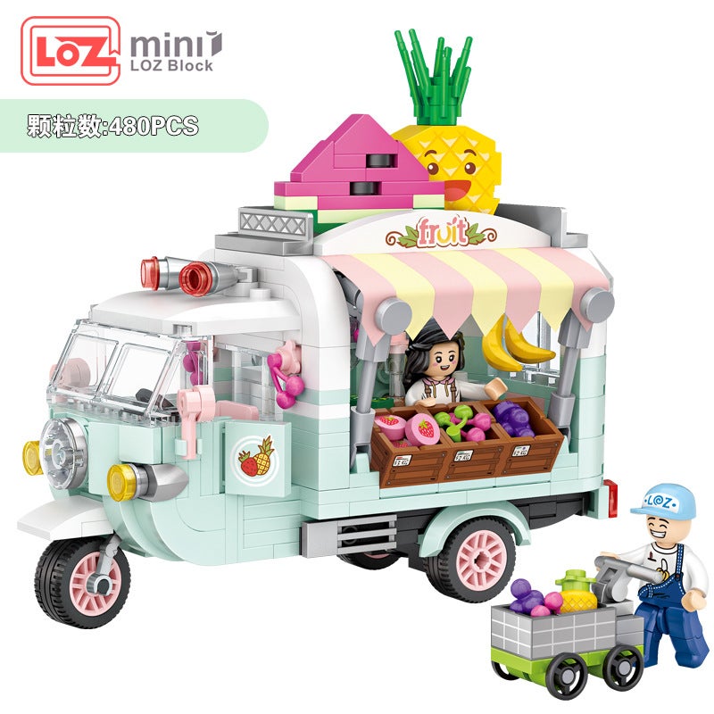 Loz New Small Particle Building Blocks Gourmet Car Series Ice Cream Fries Shop 1731 Assembled Building Blocks Children'S Toys - Image 1