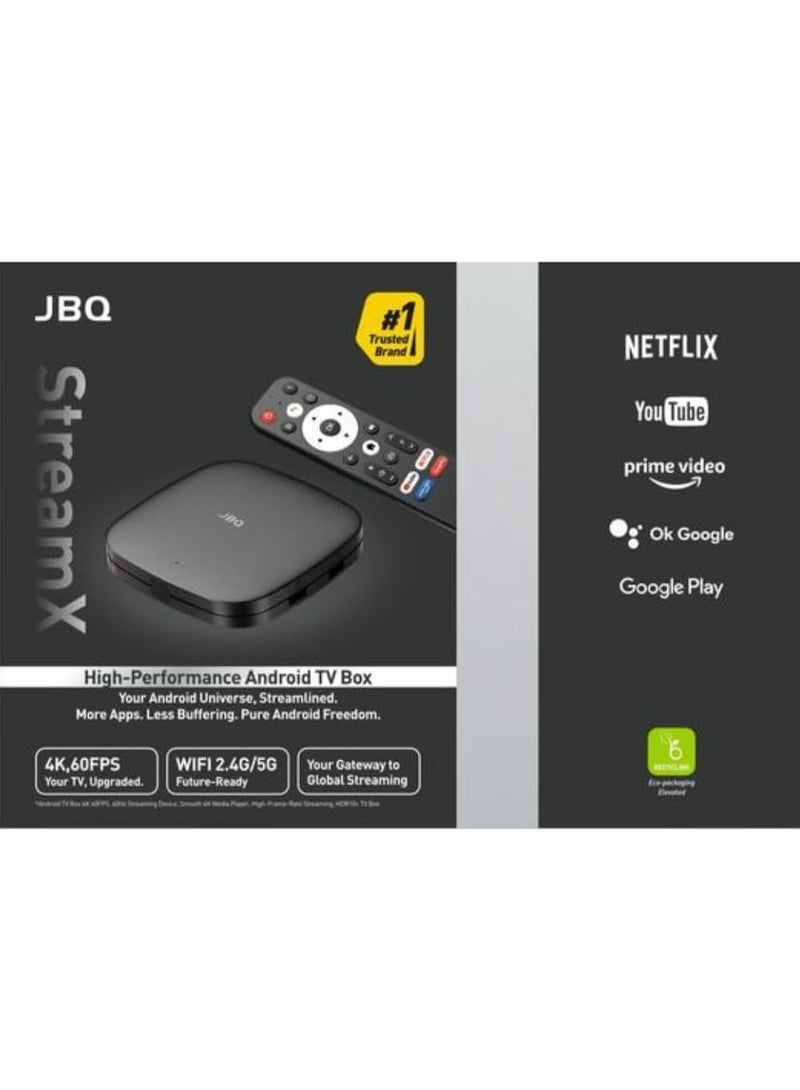 JBQ Android TV Box 4K 60FPS High Performance, Dual-Band WiFi 2.4G/5G, 2GB RAM, Streaming Media Player with Smart Features & App Support - Image 3