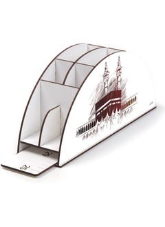 KutuTR Wooden Vip Islam and Kaaba Model Rainbow Ruler Desktop Pen Holder Organizer with Mounted Box  - Image 3