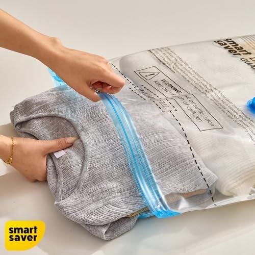 Smart Saver Polyamide Polyethylene Vacuum Compression Bags|Vacuum Storage Bags|Vacuum Bags For Travel|Space Saver Vacuum Bags(9Pack-3X(Jumbo,Large,Medium)+ Electric Handpump),White - Image 3
