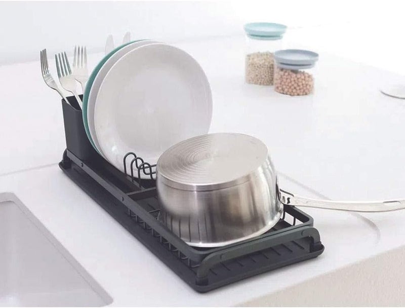 Brabantia 117268 Compact Dish Drying Rack With Draining Tray, Dark Grey - Image 3