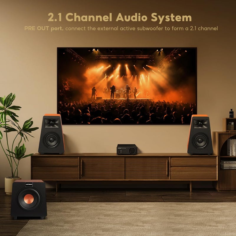 AIYIMA A07 Premium TPA3255 Power Amplifier 300Wx2 HiFi Class D Amp Mini 2 Channel Stereo Amplifier with Pre-Out for Desktop Bookshelf Speaker Home Audio System (A07 Premium + DC48V 5A) - Image 3