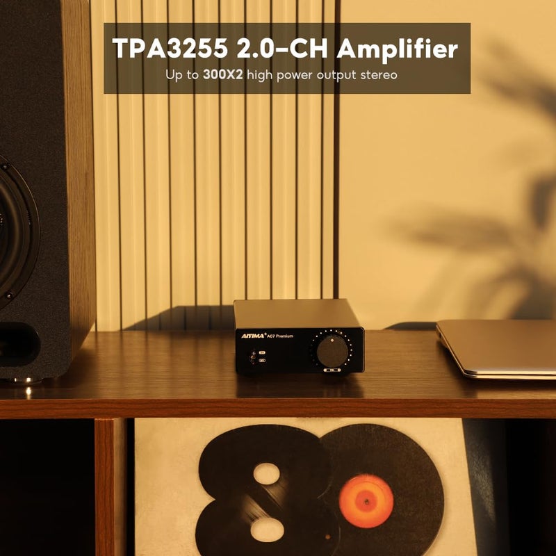 AIYIMA A07 Premium TPA3255 Power Amplifier 300Wx2 HiFi Class D Amp Mini 2 Channel Stereo Amplifier with Pre-Out for Desktop Bookshelf Speaker Home Audio System (A07 Premium + DC48V 5A) - Image 2