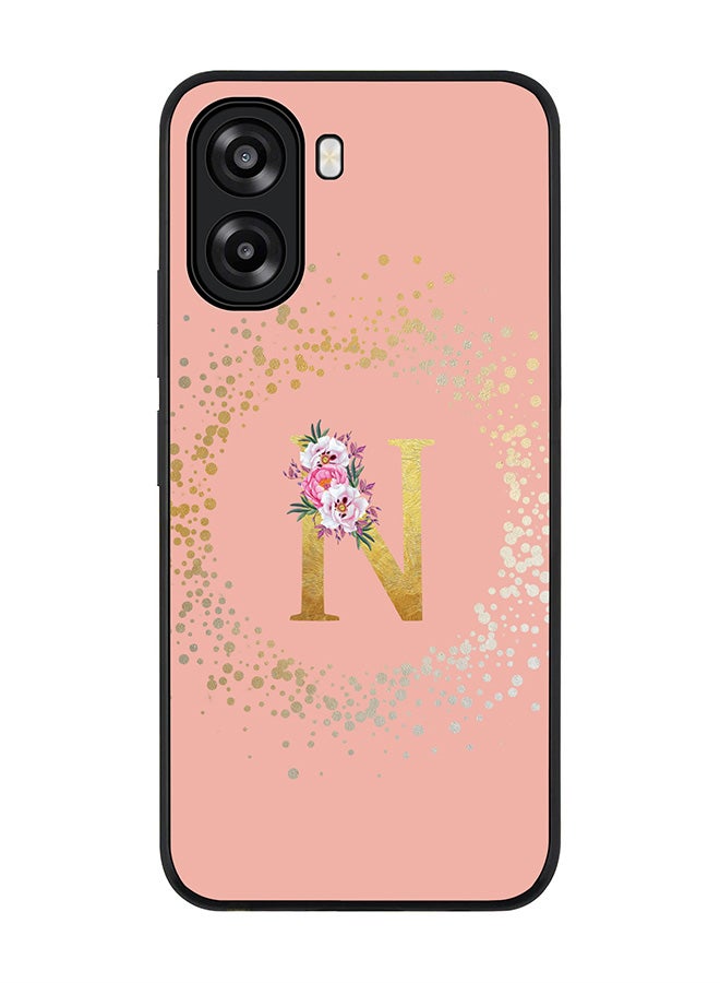 Stylizedd For Oppo A6x 5G / A6x 4G Case,Slim fit Camera Protection, Shockproof Thin Phone cover  - Custom Monogram Floral - N  (Rose Pink ) - Image 1