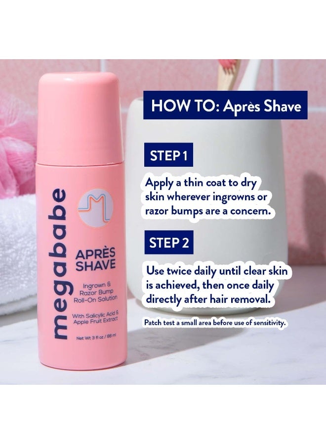 Megababe ميغابيبي بعد الحلاقة | علاج لفروة الشعر والنتف | علاج رول أون للنساء للشعر الناشئ ونتوءات الحلاقة | منطقة البيكيني، الإبطين والساقين | 3.0 أونصة سائلة - Image 4