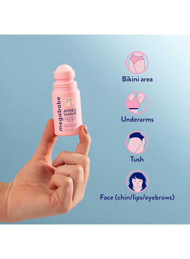 Megababe ميغابيبي بعد الحلاقة | علاج لفروة الشعر والنتف | علاج رول أون للنساء للشعر الناشئ ونتوءات الحلاقة | منطقة البيكيني، الإبطين والساقين | 3.0 أونصة سائلة - Image 2