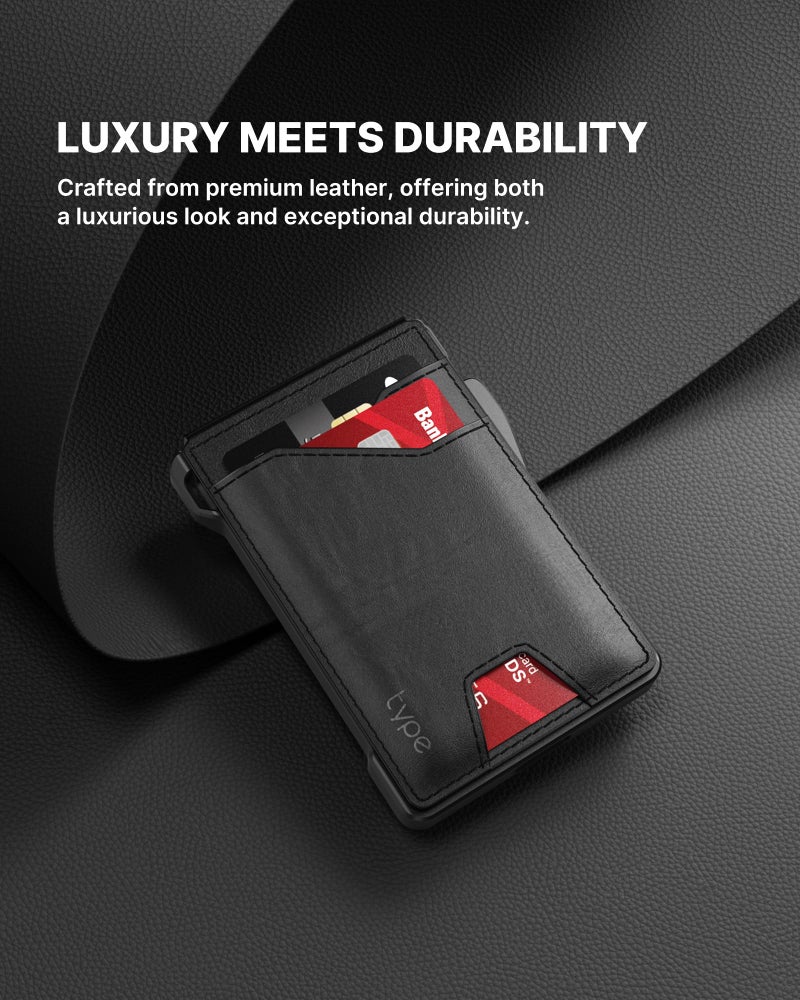 typecase Tactical Wallet for Men Card Holder: Pop Up Card Case, Genuine Leather, Smart, RFID Blocking, Slim, Minimalist, Thin, Front Pocket - 9-13 Card Capacitiy, ID Window, Money Clip (Black) - Image 5