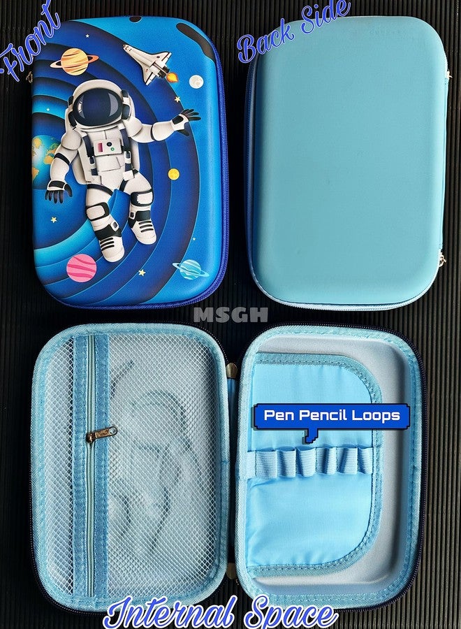 MSGH Design 7D Big Size Multipurpose Hardtop Pencil Pouch for Boys & Grils (Space Blue) - Image 4