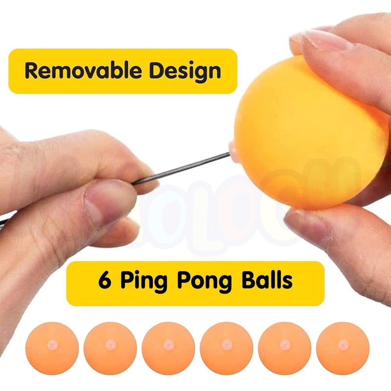 Kidology طاولة تنس الطاولة للتدريب الذاتي للألعاب الداخلية 2 مضرب و 6 كرات بينغ بونغ للتفاعل بين الوالدين والأطفال ألعاب داخلية للأطفال للمرح في حفلات الألعاب الرياضية - Image 4