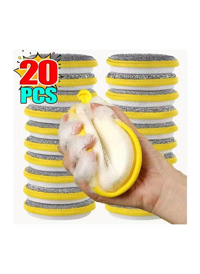 HOMESTAR 20pcs heavy-duty double-sided dishwashing sponge brush set - the ultimate cleaning tool for kitchens and restaurants, suitable for hard dirt, gentle on delicate tableware, and durable goods - Image 1
