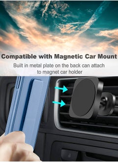 Wtech Xiaomi Redmi Note 14 Pro 5G 2024 Hand Grip Foldable Magnetic Kickstand Wrist Strap Finger Grip with Built-in Iron Case Cover - Sky Blue  - Image 3