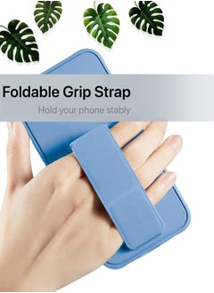 Wtech Xiaomi Redmi Note 14 Pro 5G 2024 Hand Grip Foldable Magnetic Kickstand Wrist Strap Finger Grip with Built-in Iron Case Cover - Sky Blue  - Image 2