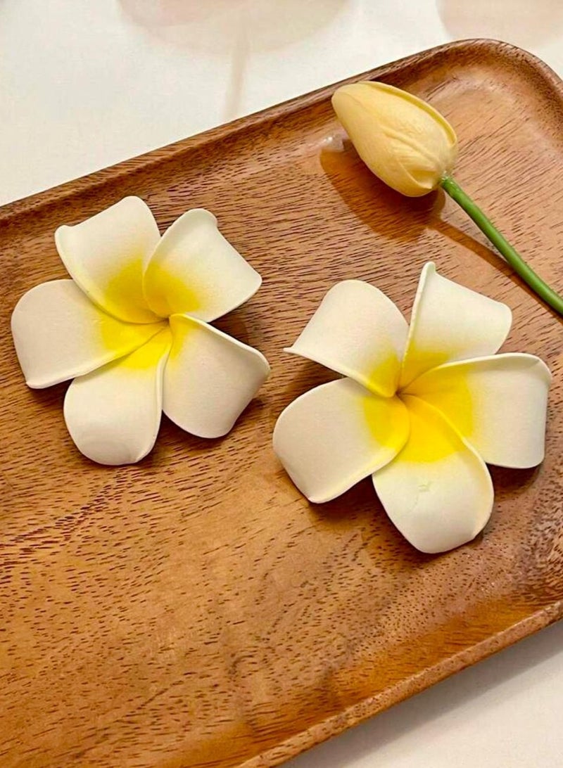 2 قطع مشبك شعر نسائي على شكل زهرة البلوميريا للشعر الأنيق اليومي, مناسبة لتثبيت خصلات الشعر الصغيرة. - Image 2