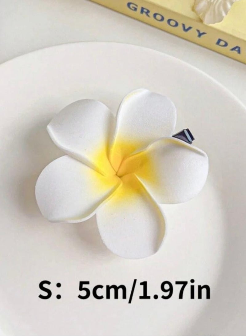 2 قطع مشبك شعر نسائي على شكل زهرة البلوميريا للشعر الأنيق اليومي, مناسبة لتثبيت خصلات الشعر الصغيرة. - Image 4