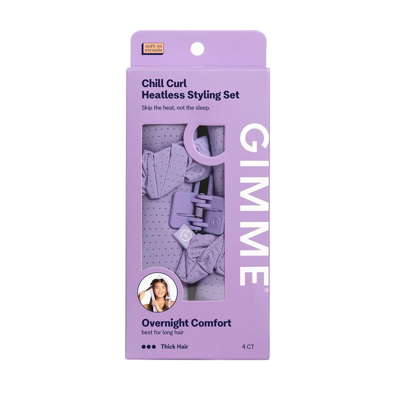 Gimme Beauty Chill Curl Heatless Styling Set - Gentle & Breatable Hair Rods for Overnight Curls - Natural Waves with a Frizz-Free Finish - Clip & Scrunchies for Secure Hold - Thick Hair, 4 Count - Image 1