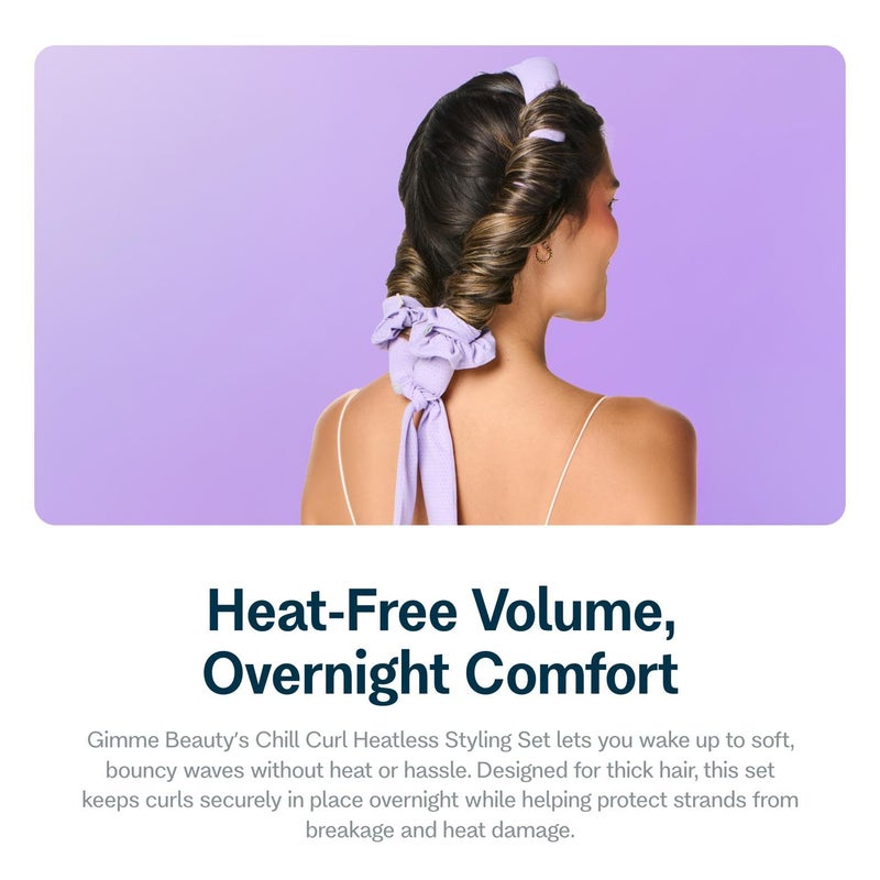 Gimme Beauty Chill Curl Heatless Styling Set - Gentle & Breatable Hair Rods for Overnight Curls - Natural Waves with a Frizz-Free Finish - Clip & Scrunchies for Secure Hold - Thick Hair, 4 Count - Image 4