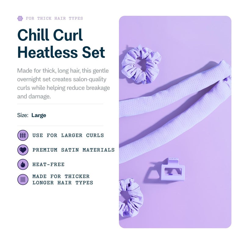 Gimme Beauty Chill Curl Heatless Styling Set - Gentle & Breatable Hair Rods for Overnight Curls - Natural Waves with a Frizz-Free Finish - Clip & Scrunchies for Secure Hold - Thick Hair, 4 Count - Image 2