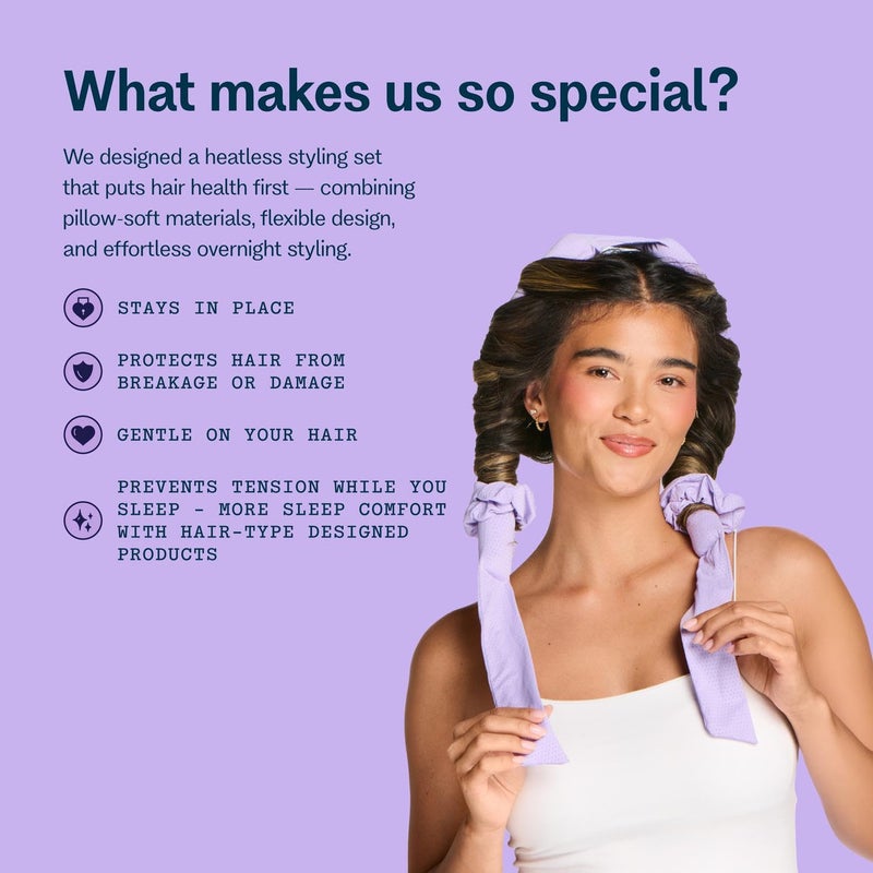 Gimme Beauty Chill Curl Heatless Styling Set - Gentle & Breatable Hair Rods for Overnight Curls - Natural Waves with a Frizz-Free Finish - Clip & Scrunchies for Secure Hold - Thick Hair, 4 Count - Image 3