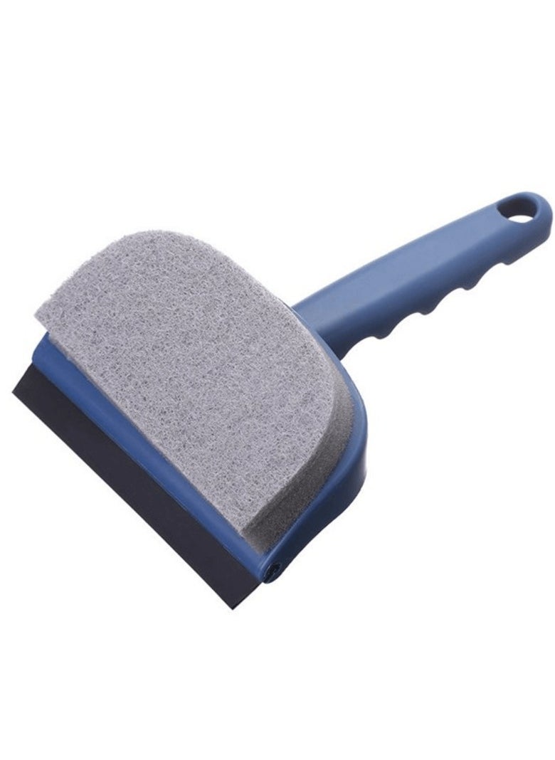 AWALOR 2-in-1 Double Sided Window Squeegee Sponge Bathroom Window Glass Scraper, Wall Tile Cleaning Brush Wiper Cleaner Sponge Glass Wiper Scrubber Washing, Easy to Clean & Quick Rinse (Blue, Pack Of 1).  - Image 1