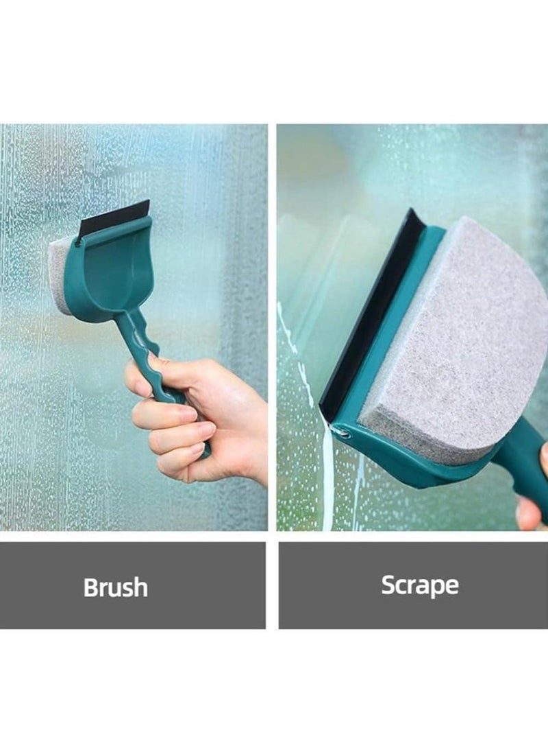AWALOR 2-in-1 Double Sided Window Squeegee Sponge Bathroom Window Glass Scraper, Wall Tile Cleaning Brush Wiper Cleaner Sponge Glass Wiper Scrubber Washing, Easy to Clean & Quick Rinse (Blue, Pack Of 1).  - Image 2