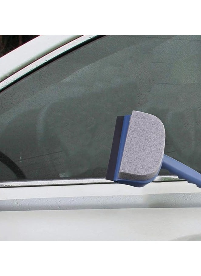 AWALOR 2-in-1 Double Sided Window Squeegee Sponge Bathroom Window Glass Scraper, Wall Tile Cleaning Brush Wiper Cleaner Sponge Glass Wiper Scrubber Washing, Easy to Clean & Quick Rinse (Blue, Pack Of 1).  - Image 3