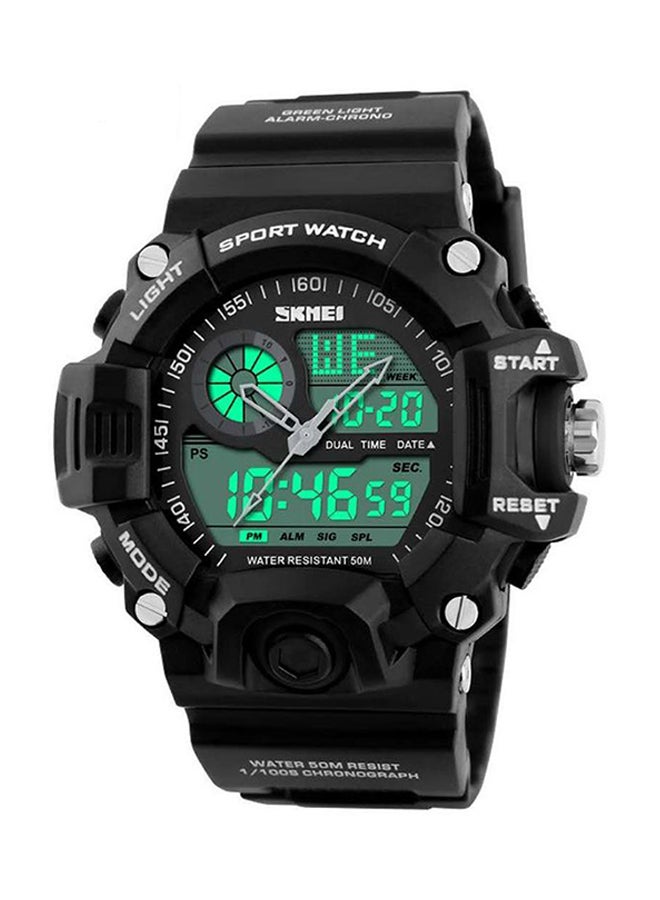 men Water Resistant Analog/Digital Wrist Watch WT-SK-1029-B - 54 mm - Black - Image 1