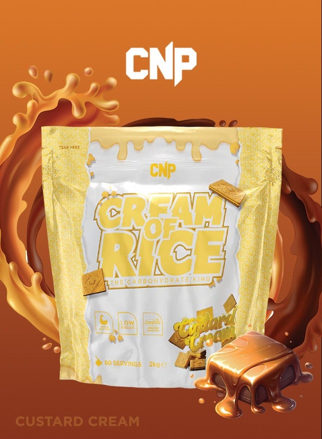 Cream of Rice - 2kg, Vanilla Custard Cream Flavor, High-Quality Complex Carbohydrates for Energy and Recovery