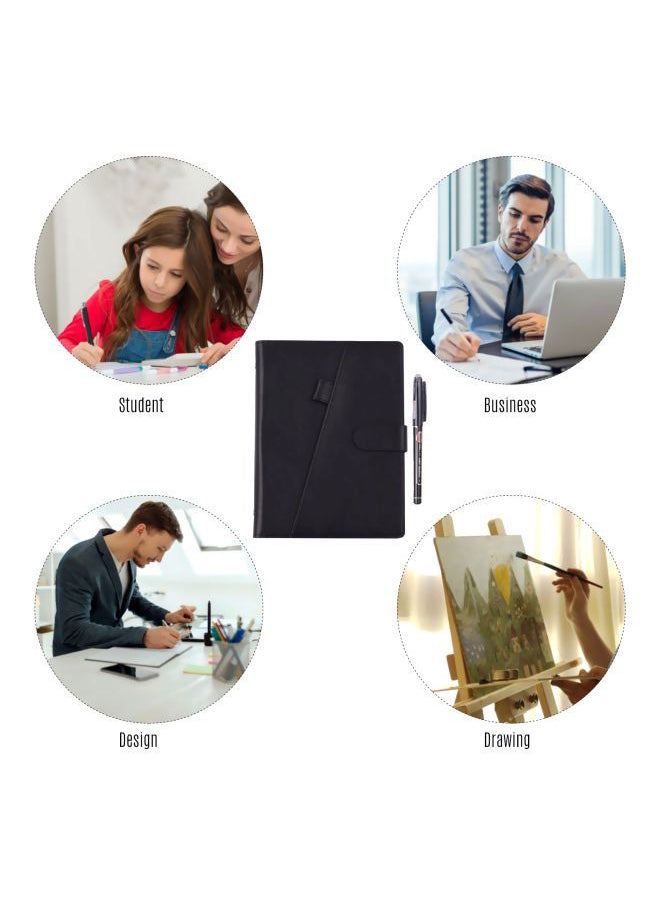 NIBEMINENT - Pack Of 3 A5 Erasable Smart Notebook With Pen And Cloth Set Black - Image 1