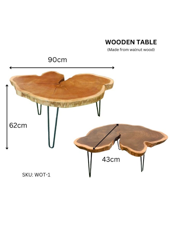 Schondor Furniture Wooden Table | Coffee Table | Cloud Shape | Side Table | Made From Walnut Wood | Perfect For Bedroom & Living Room - Image 1
