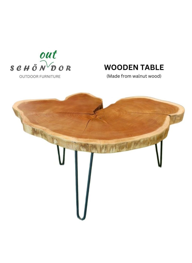 Schondor Furniture Wooden Table | Coffee Table | Cloud Shape | Side Table | Made From Walnut Wood | Perfect For Bedroom & Living Room  - Image 1