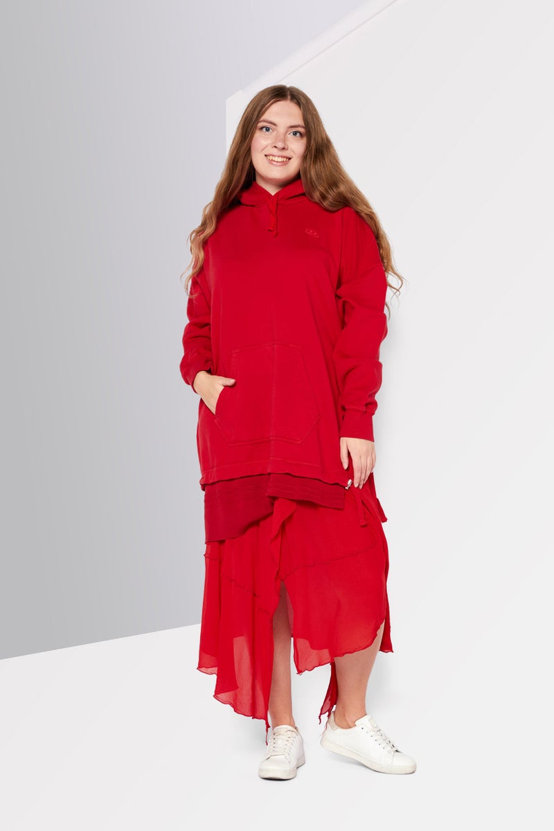 DIESEL Women Embroidered Logo Sweater Dress, Red - Image 1