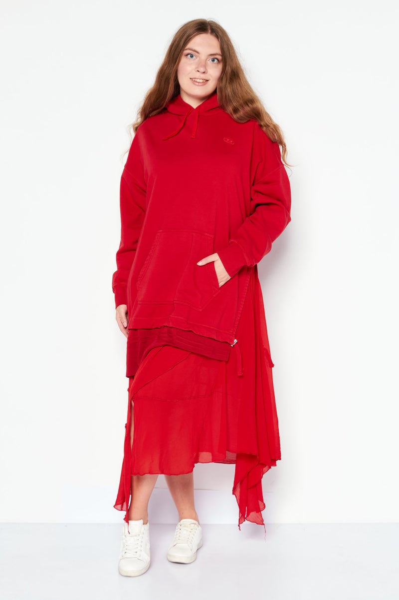 DIESEL Women Embroidered Logo Sweater Dress, Red - Image 2