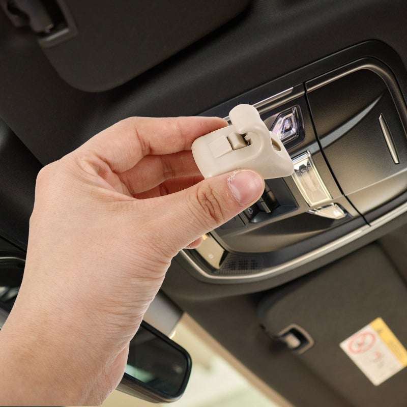 🚗 مشبك تثبيت واقي شمس سيارة عالمي قطعتين بيج - Image 5