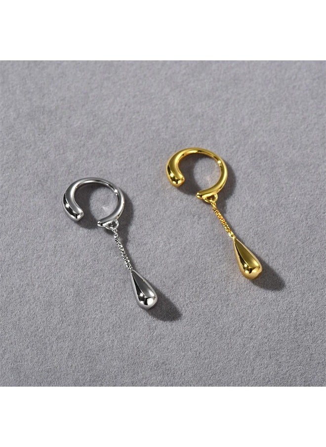 Generic - 1-Piece Earrings Drop Ear Cuff Clip – Trendy C-shaped Metal Earrings for Women & Girls, Fake Cartilage Non-Piercing Jewelry Gifts (Gold) - Image 1